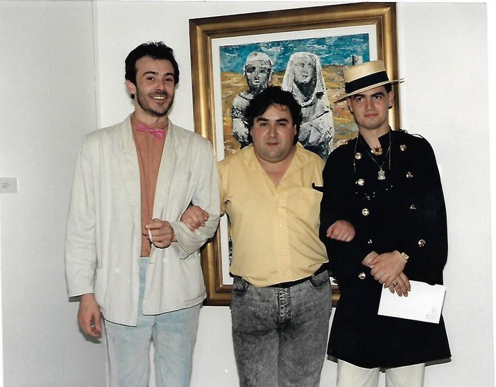 Gómez-Porro, Joaquín Brotóns y Francisco Fernández, en la Casa de Cultura de Valdepeñas