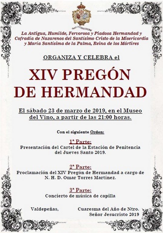 Cartel XIV Pregón de Hermandad Cartel XIV Pregón de Hermandad