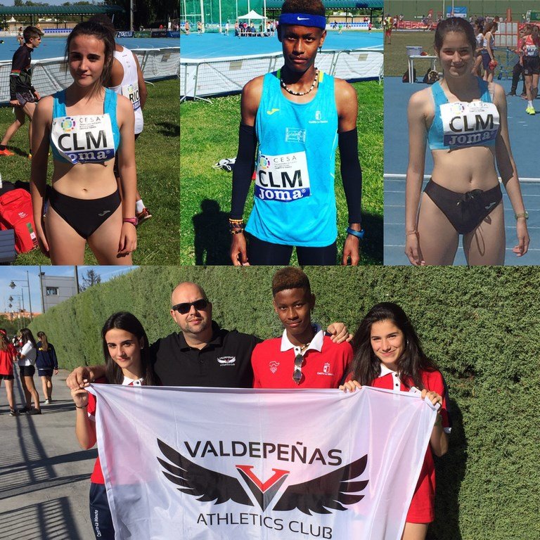 Atletas Valdepeñas y su entrenador Atletas Valdepeñas y su entrenador